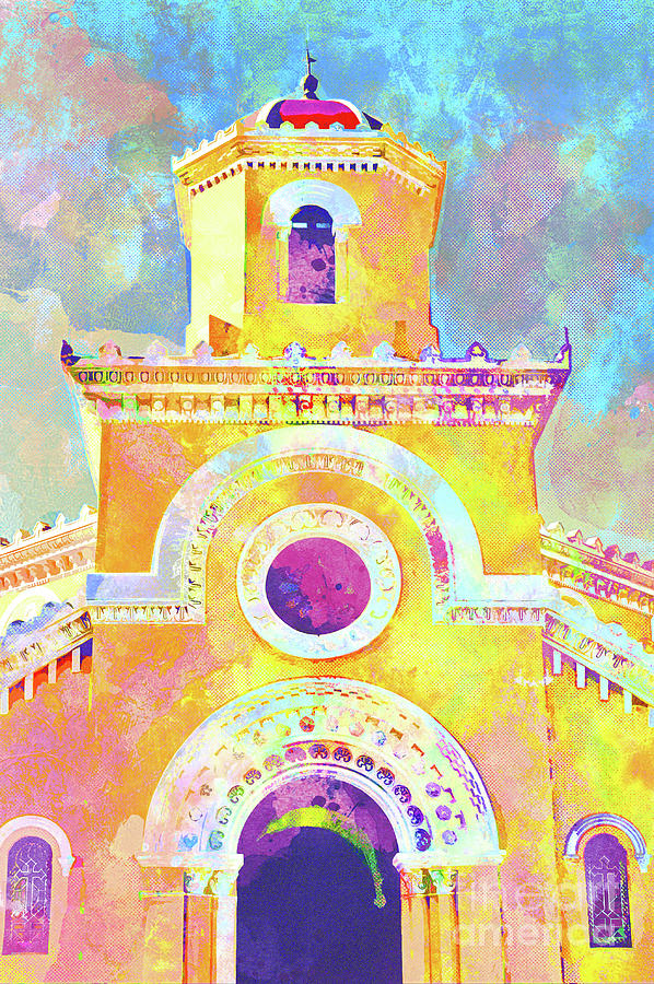 Abstract Watercolor - Cuban Church Mixed Media by Chris Andruskiewicz