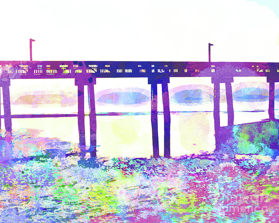 Abstract Watercolor - Fishing Pier Mixed Media by Chris Andruskiewicz