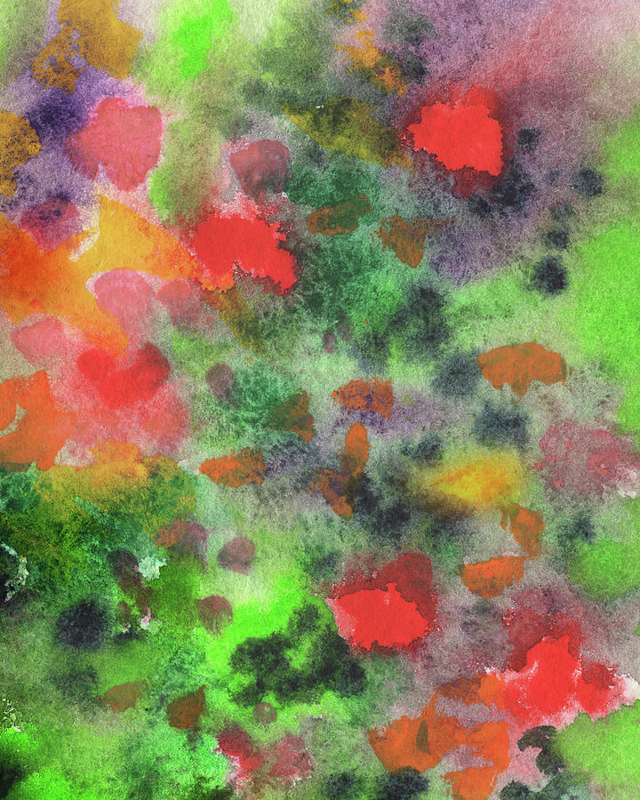 Abstract Watercolor Flowers Field Bright Summer Splashes Painting by Irina Sztukowski