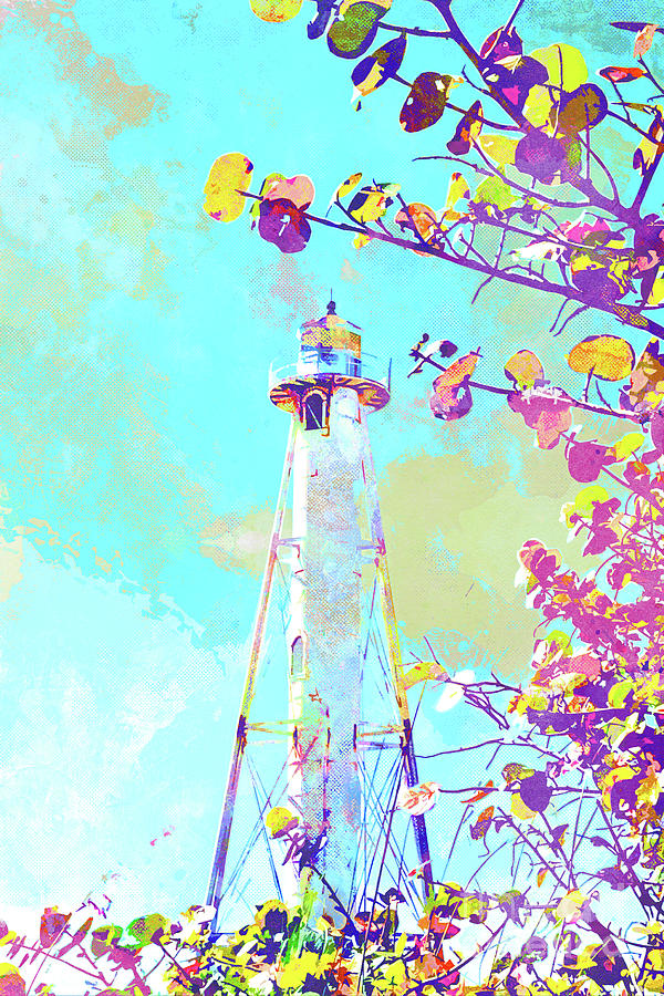 Abstract Watercolor - Gasparilla Lighthouse Mixed Media by Chris Andruskiewicz
