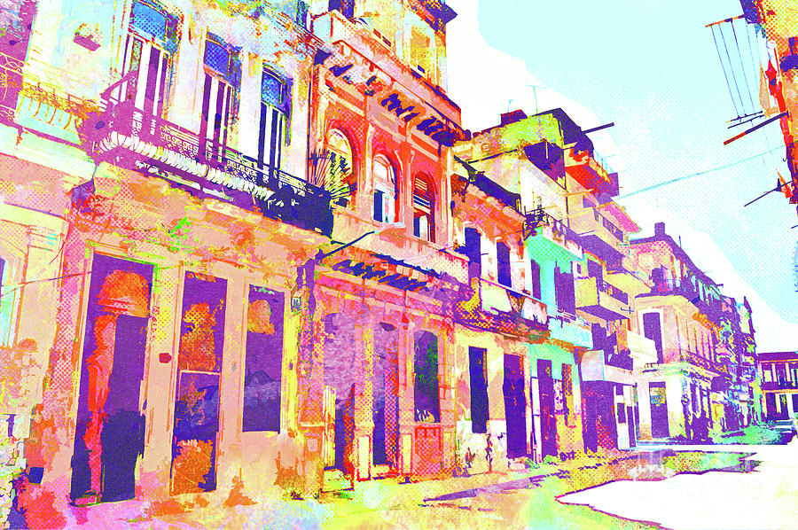 Abstract Watercolor - Havana, Cuba Mixed Media by Chris Andruskiewicz