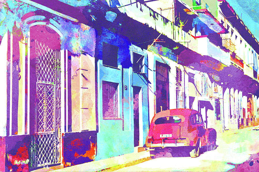 Abstract Watercolor - Havana, Cuba I Mixed Media by Chris Andruskiewicz