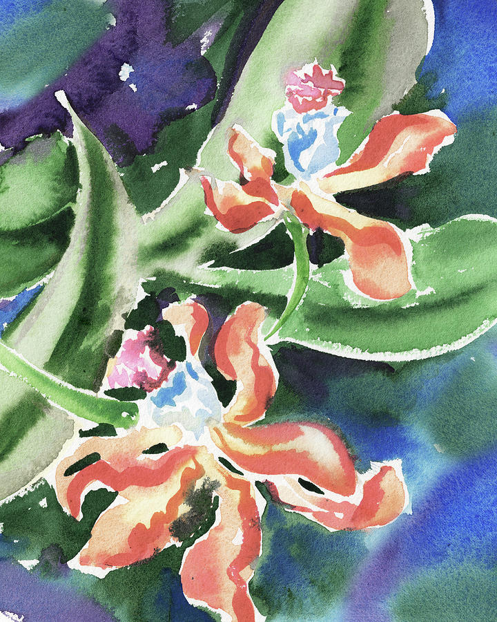 Abstract Watercolor Orchid Flower  Painting by Irina Sztukowski