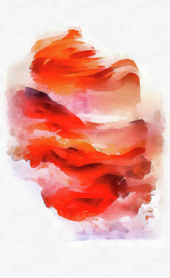 Abstract Watercolor Painting 01 Red Orange White Painting by Matthias Hauser