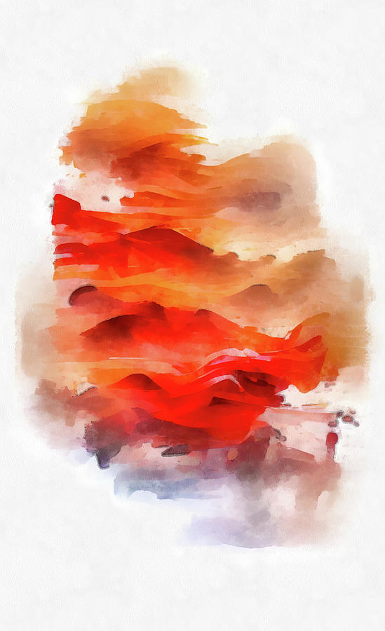 Abstract Watercolor Painting 02 Red Orange White Painting by Matthias Hauser