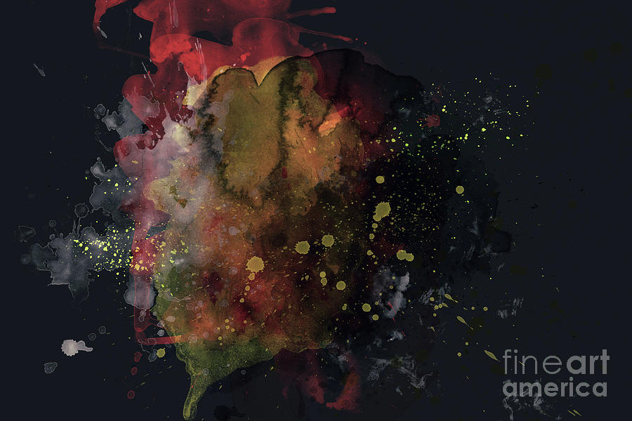 Abstract Watercolor Painting On Black Background Digital Art By Nithid Sanbundit