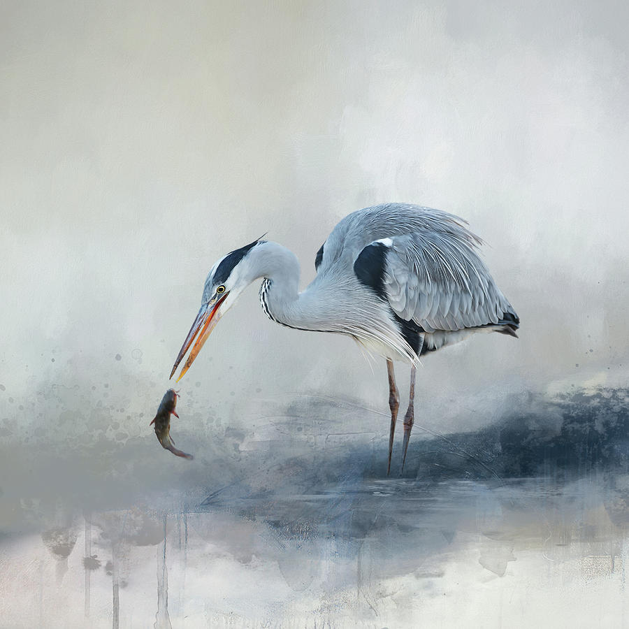 Abstract Watercolor Painting With Blue Heron Digital Art by Diana ...