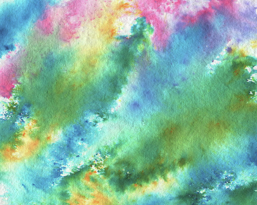 Abstract Watercolor Rainbow Splashes Organic Natural Happy Colors Art III Painting by Irina Sztukowski