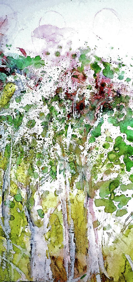 Abstract Watercolor Trees Painting by Lisa Kaiser