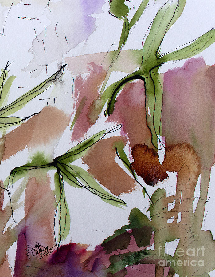 Abstract Watercolors In The Thistle Field Painting by Ginette Callaway