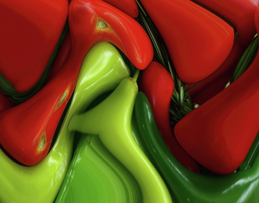 Abstract whirl of Fresh red and green peppers Photograph by Steve Estvanik