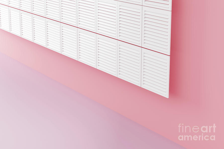 Abstract Photograph - Abstract white blinds on pink wall background. by Michal Bednarek