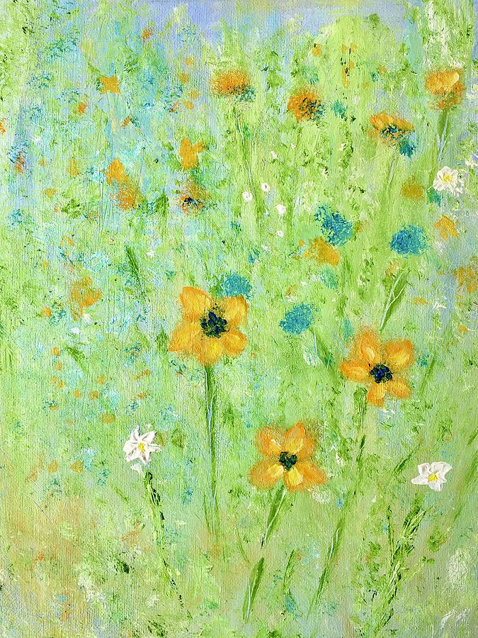 Abstract wild flowers  Painting by Barbara Magor