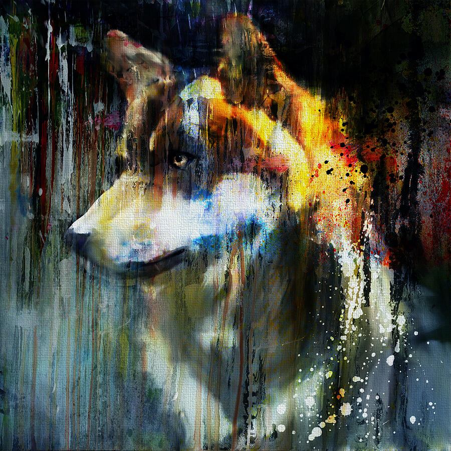 Wildlife Painting - Abstract Wolf Portrait by Marian Voicu