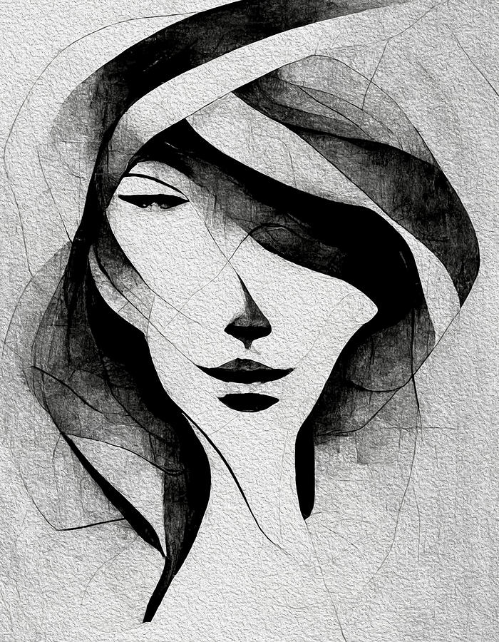 Abstract Woman Face Painting Digital Art by Harshni Wijerathna - Fine ...