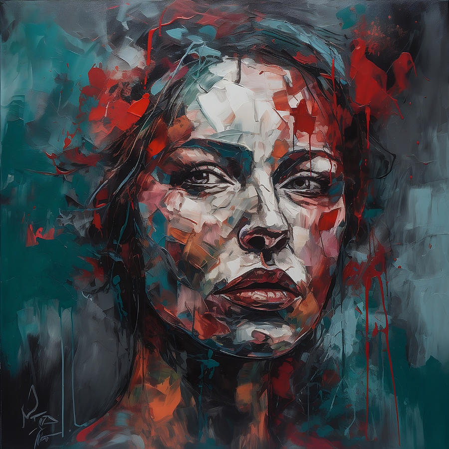 Abstract Womans Portrait With Color Splashes 2 Digital Art by Mateo ...