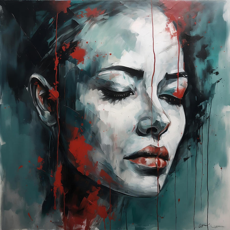 Abstract Womans Portrait With Color Splashes 3 Digital Art by Mateo ...