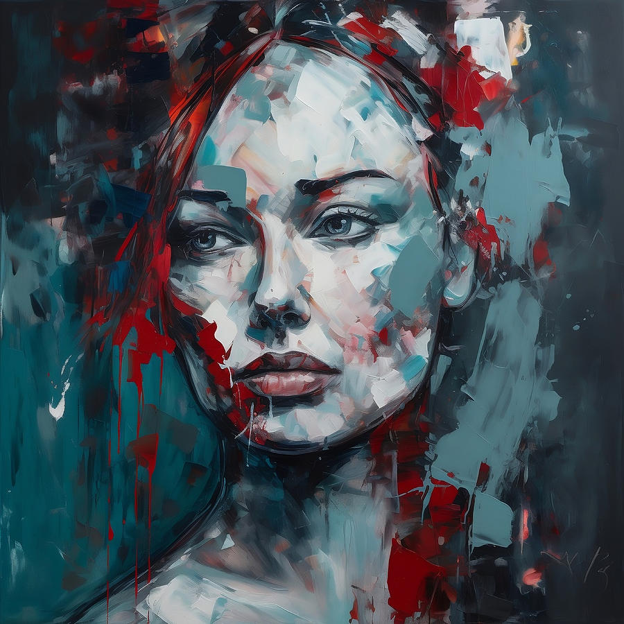 Abstract Womans Portrait With Color Splashes Digital Art by Mateo ...