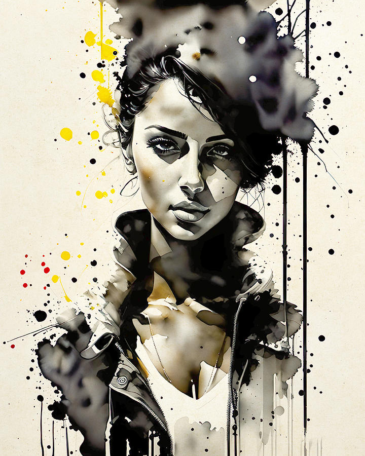 Abstract women portrait, watercolor painting, females, girls, female