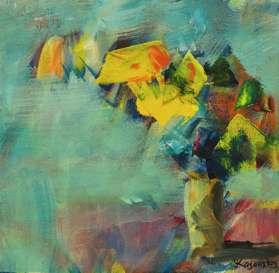Abstract Yellow Flowers Painting by Yulia Kazansky Abstract Yellow Flowers Painting by Yulia Kazansky
