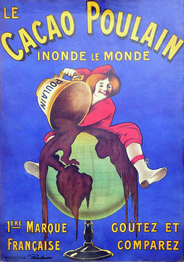Le Cacao Poulain, Vintage French Advert. Drawing