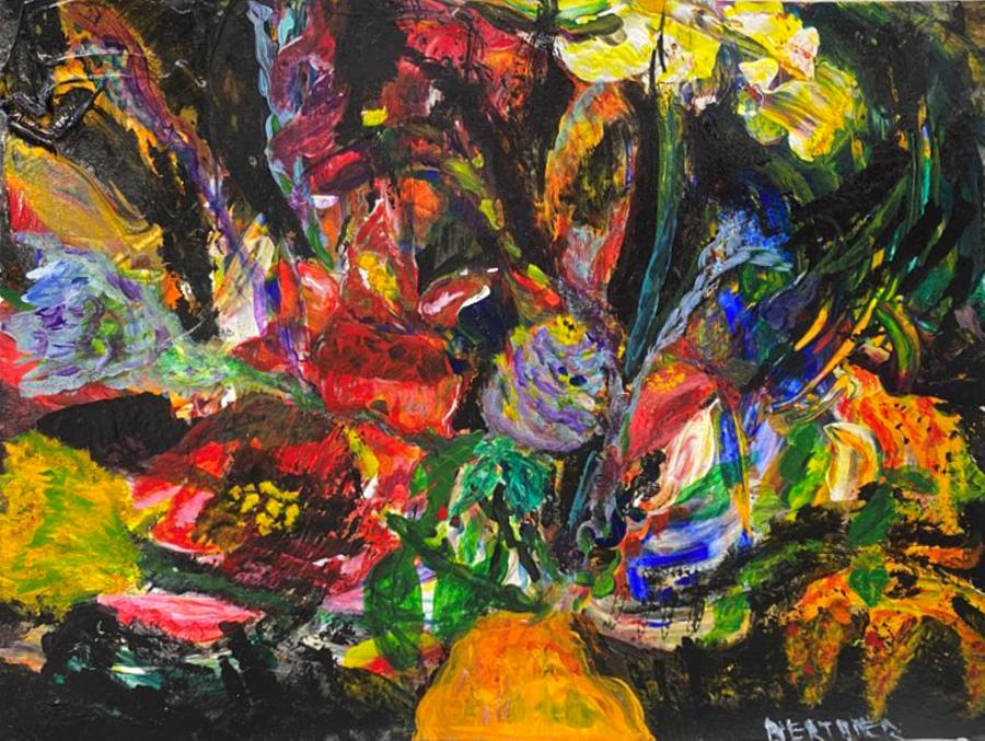 Abstracted Flowers Painting by Suzanne Berthier