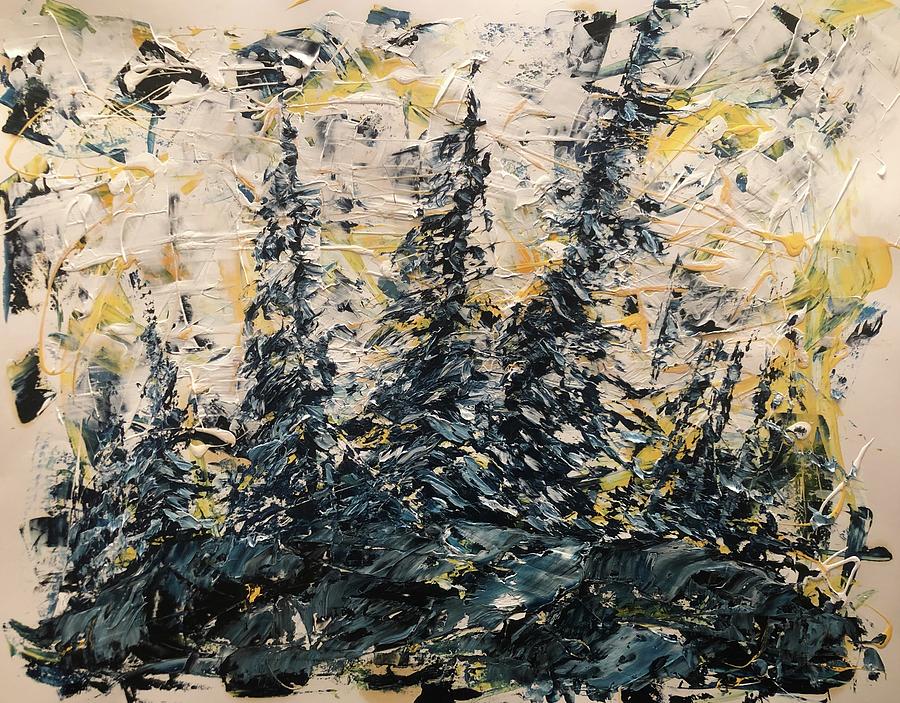 Abstracted Pines and Sky Painting by Desmond Raymond