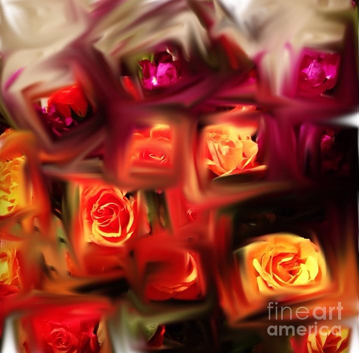 Abstracted Roses Digital Art by Wendy Golden