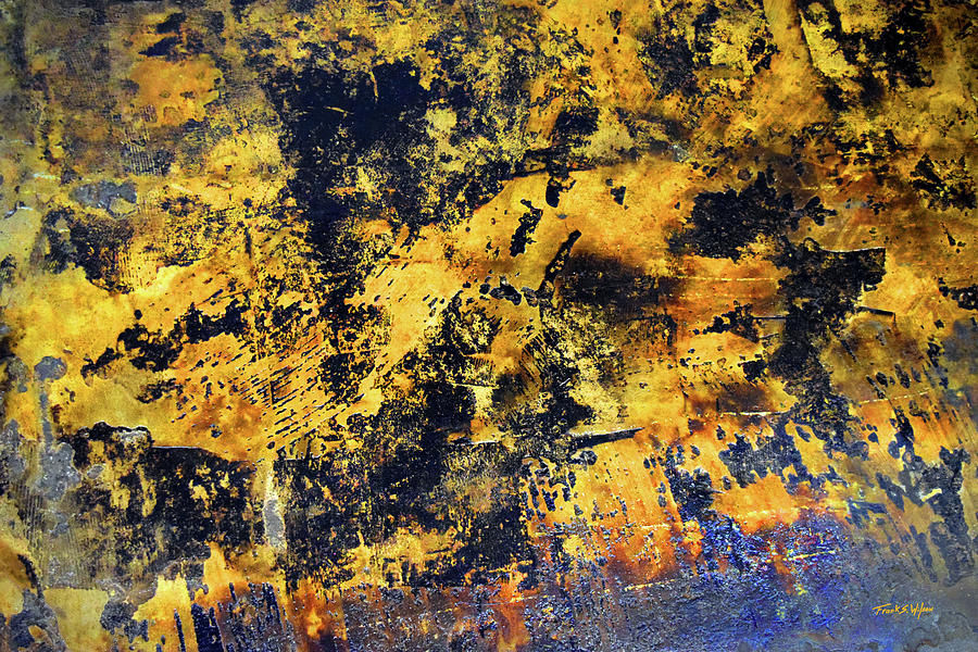 Abstraction in Black Blue and Gold Painting by Frank Wilson