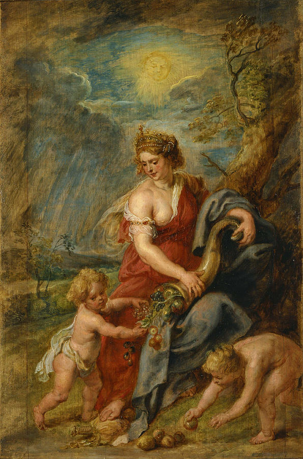Abundance -Abundantia-. Date/Period Ca. 1630. Painting. Oil on panel Oil on panel. Painting by Peter Paul Rubens
