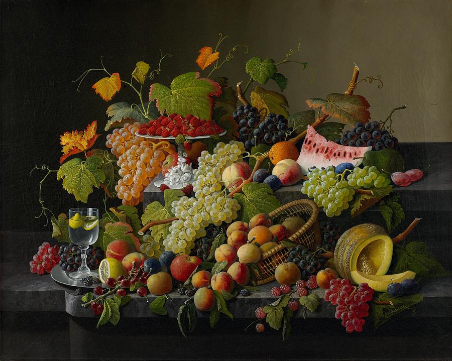 Abundant Fruit, 1858 Severin Roesen Painting by MotionAge Designs