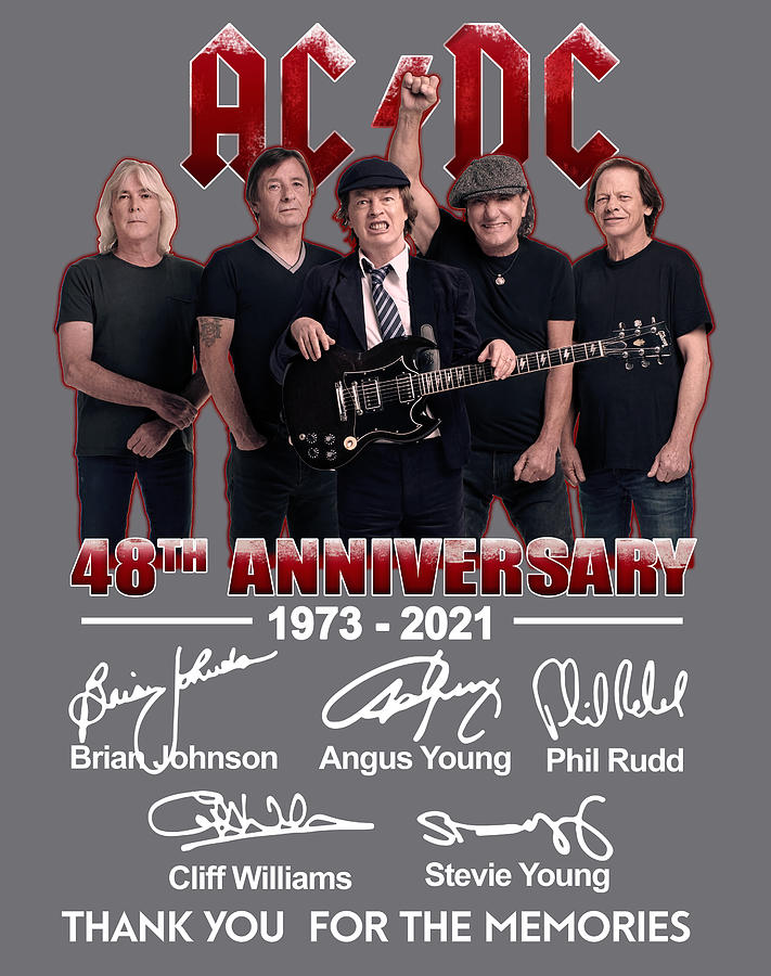 Ac Dc 48Th Anniversary 1973 2021 Thank You For The Memories Signature T ...