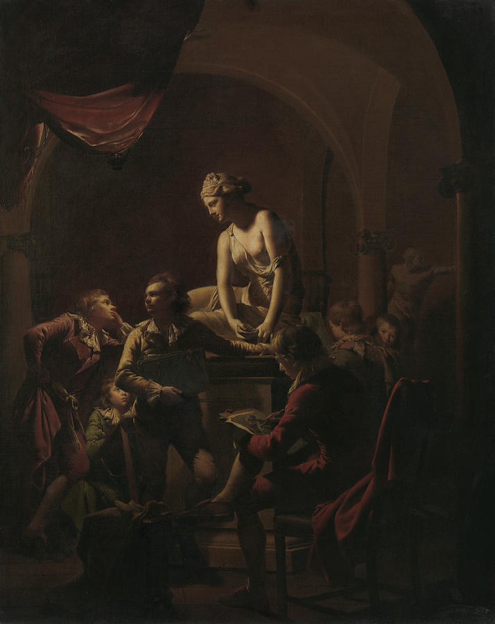 Academy by Lamplight Painting by Joseph Wright