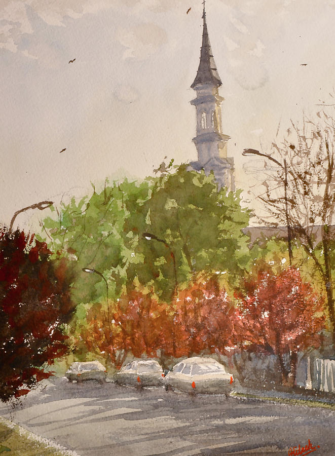 Academy Street, Cary Painting by Tesh Parekh