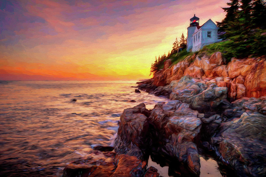 Acadia Lighthouse 0174 Painterly Photograph by Greg Hartford