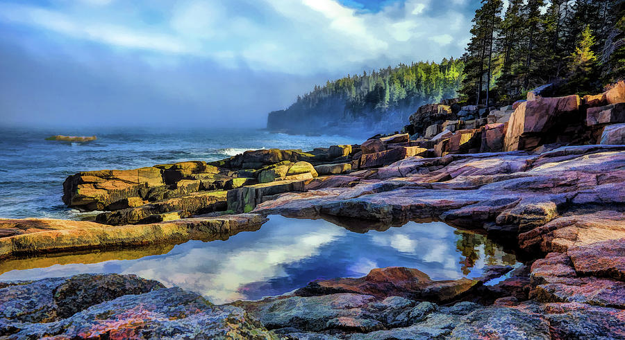 Acadia National Park Otter Cliffs Painting by Christopher Arndt