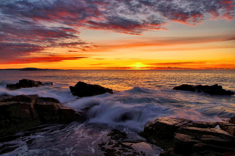 Acadia Sunrise At Thunder Hole Photograph by Stephen Vecchiotti