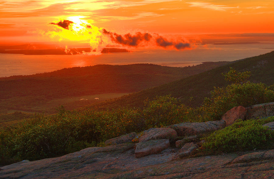 Acadia Sunrise- Cadillac Mountain Photograph by Stephen Vecchiotti
