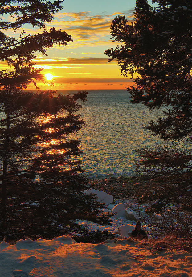 Acadia Winter Sunrise Photograph by Stephen Vecchiotti