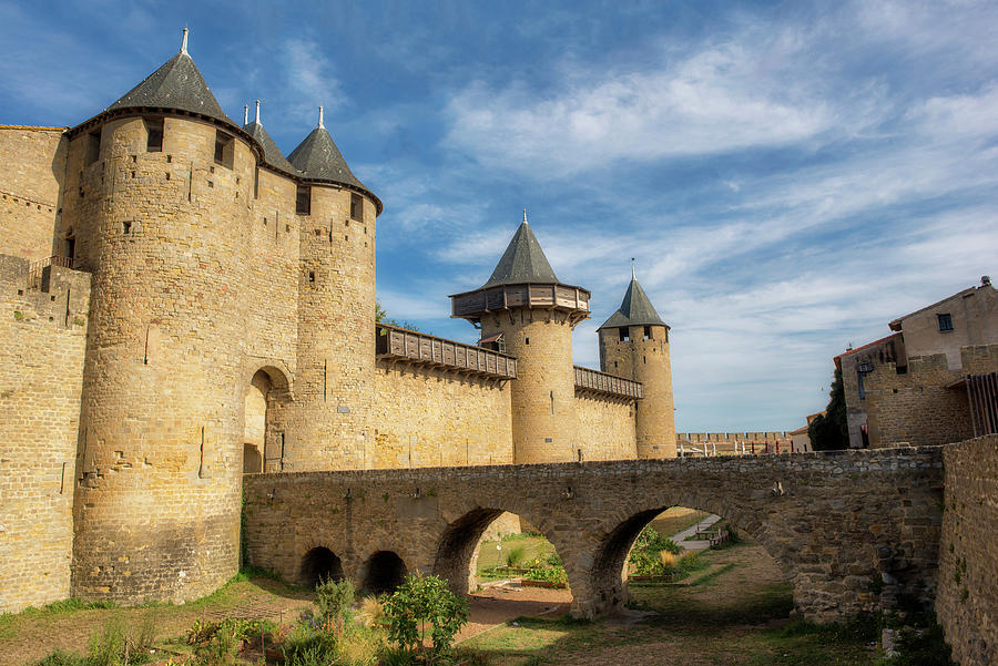 Horizontal Photograph - Access Bridge To The Medieval Village Of Carcassonne by Vicen Photography Horizontal Photograph - Access Bridge To The Medieval Village Of Carcassonne by Vicen Photography