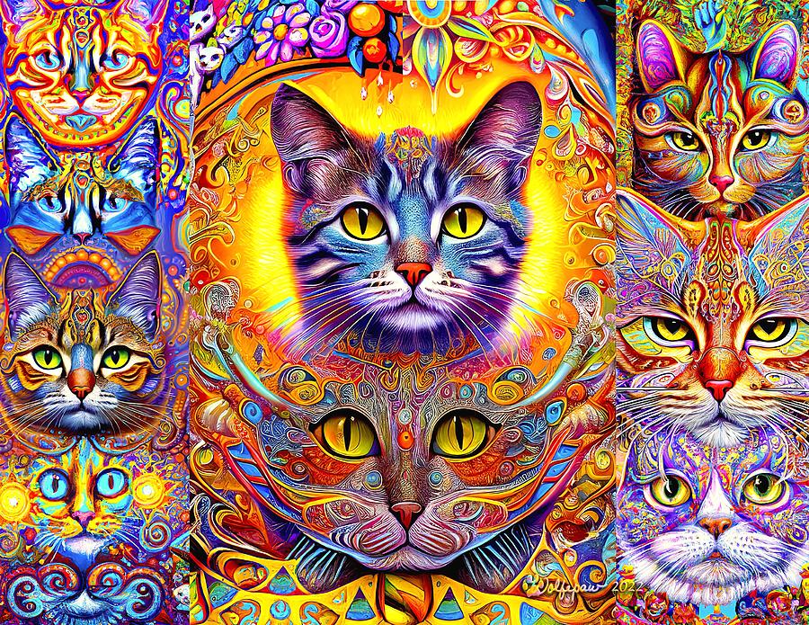 Accomplice-DALL-E Cat Collage Digital Art by Peggi Wolfe - Fine Art America