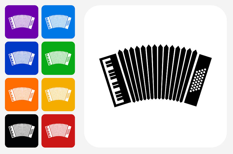 Accordion Icon Square Button Set Drawing by Bubaone