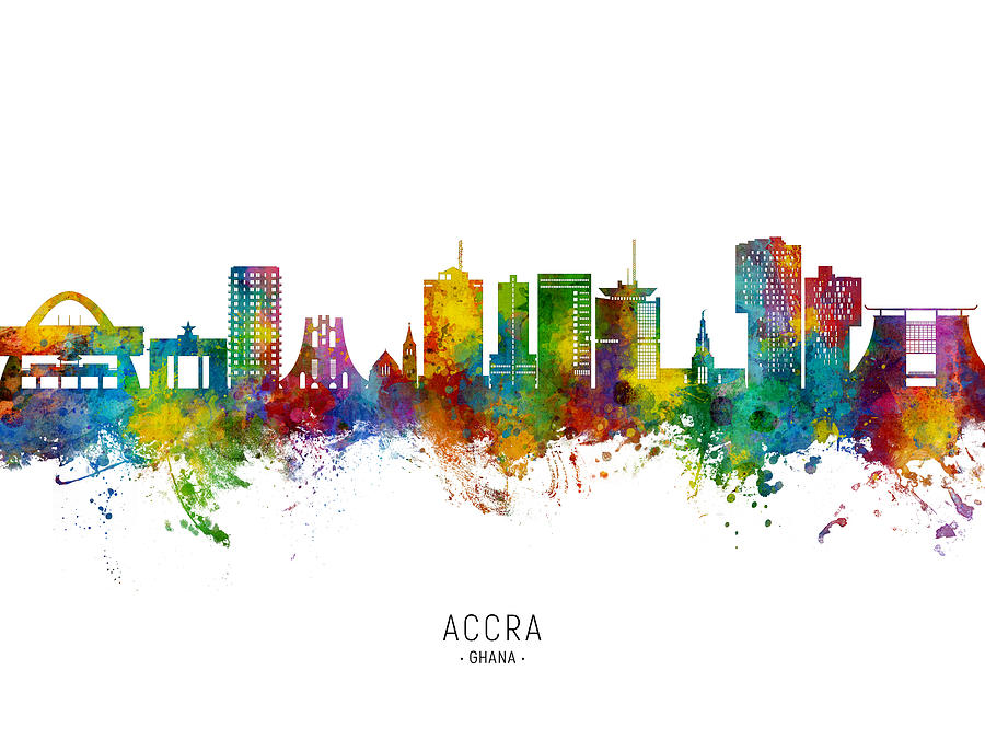Accra Ghana Skyline #59 Digital Art by Michael Tompsett