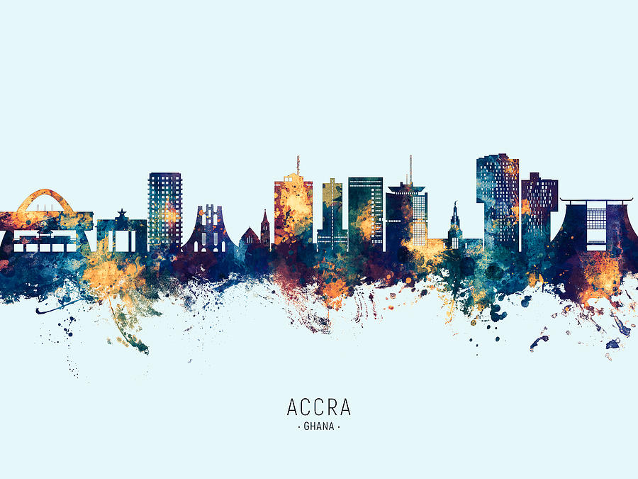 Accra Ghana Skyline #62 Digital Art by Michael Tompsett