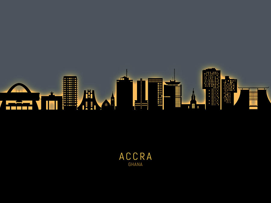 Accra Ghana Skyline #72 Digital Art by Michael Tompsett