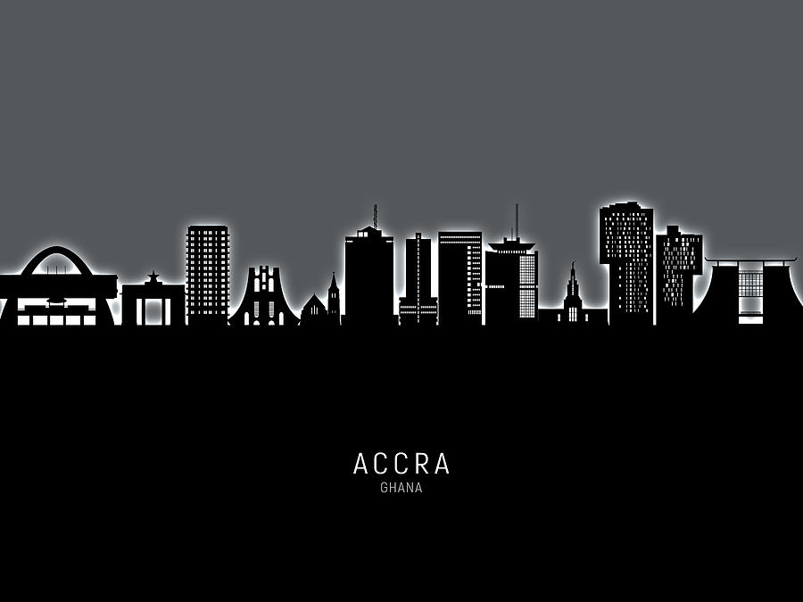 Accra Ghana Skyline #73 Digital Art by Michael Tompsett