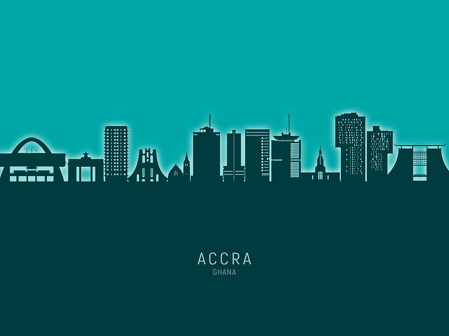 Accra Ghana Skyline #74 Digital Art by Michael Tompsett