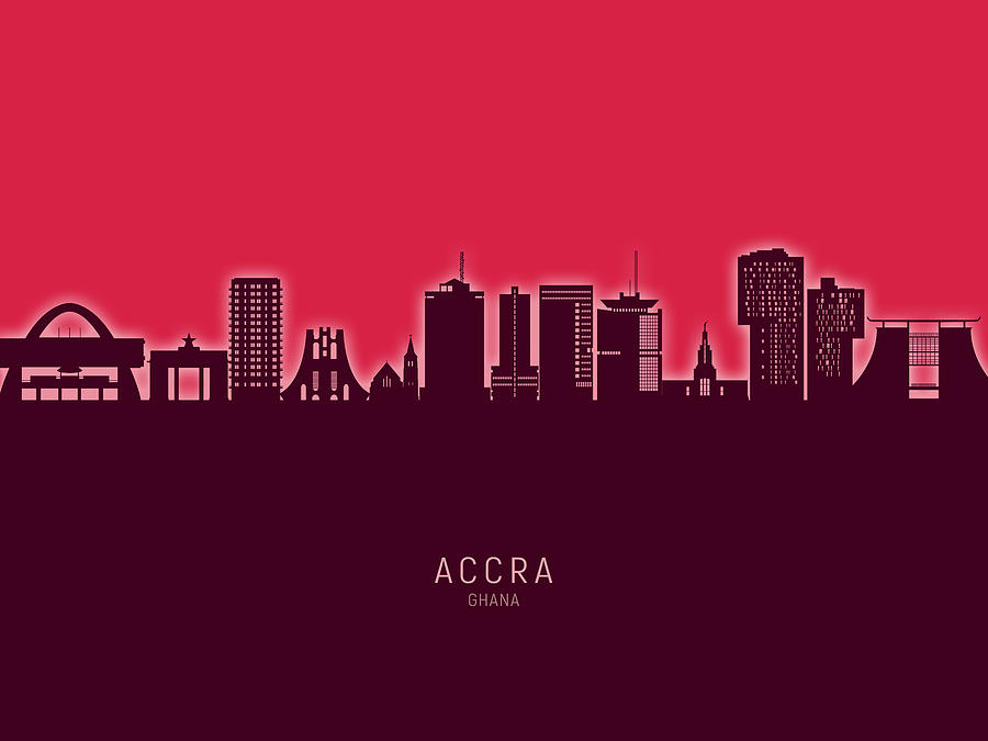 Accra Ghana Skyline #78 Digital Art by Michael Tompsett