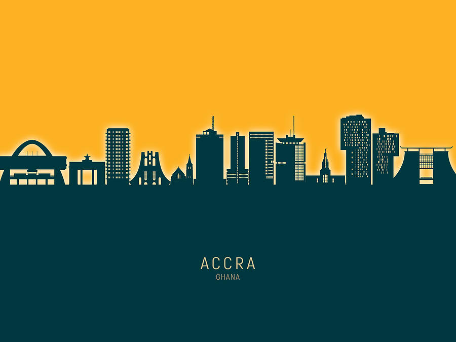 Accra Ghana Skyline #79 Digital Art by Michael Tompsett