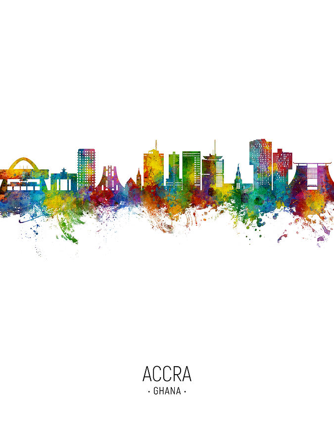 Accra Ghana Skyline #81 Digital Art by Michael Tompsett